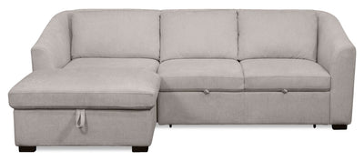 Envy 2-Piece Left-Facing Chenille Fabric Sleeper Sectional with Storage Chaise - Fog Grey | Sofa-lit sectionnel de gauche Envy 2 pièces en tissu de chenille avec fauteuil long de rangement - gris brouillard
