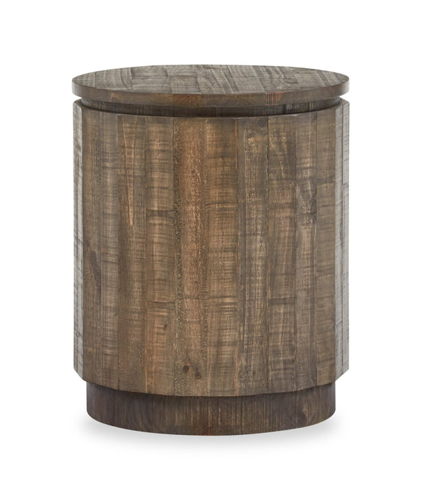 Table de bout ronde rustique Elm de 20 po en pin - brune