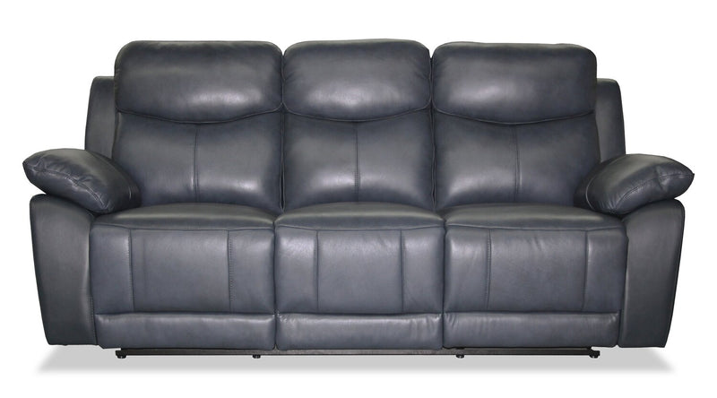 Sofa inclinable Corbin de 84,65 po en cuir véritable de qualité supérieure - bleu