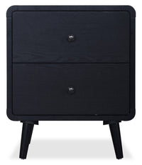  Table de nuit moderne du milieu du 20e siècle Milan de 22 po (l) x 26 po (H) à 2 tiroirs - noire