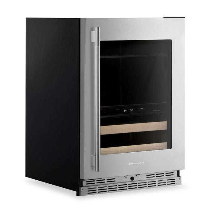 Refroidisseur à boissons KitchenAid de 24 po avec grilles à devant en bois -  acier inoxydable PrintShieldMC - KUBR524SPS 