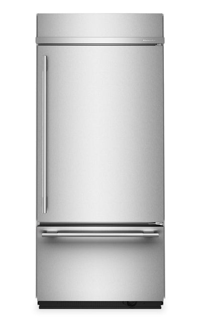 KitchenAid 36" 20.8 Cu. Ft. Built-In Bottom Mount Refrigerator - PrintShield Stainless Steel - KBBR336SPS | Réfrigérateur encastré KitchenAid de 20,8 pi³ et de 36 po à congélateur inférieur - acier inoxydable PrintShieldMC - KBBR336SPS