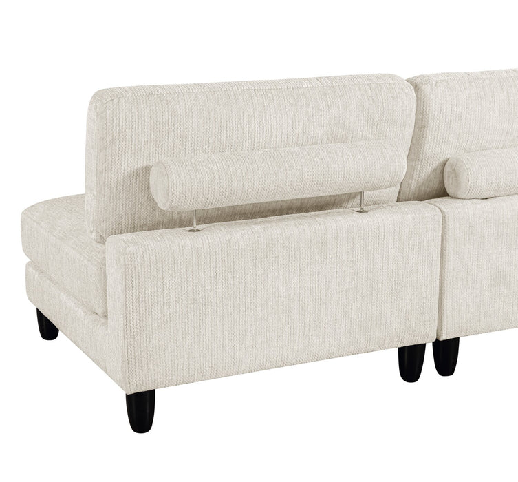 Sofa sectionnel modulaire Lounge 5 pièces en chenille avec pouf - beige 