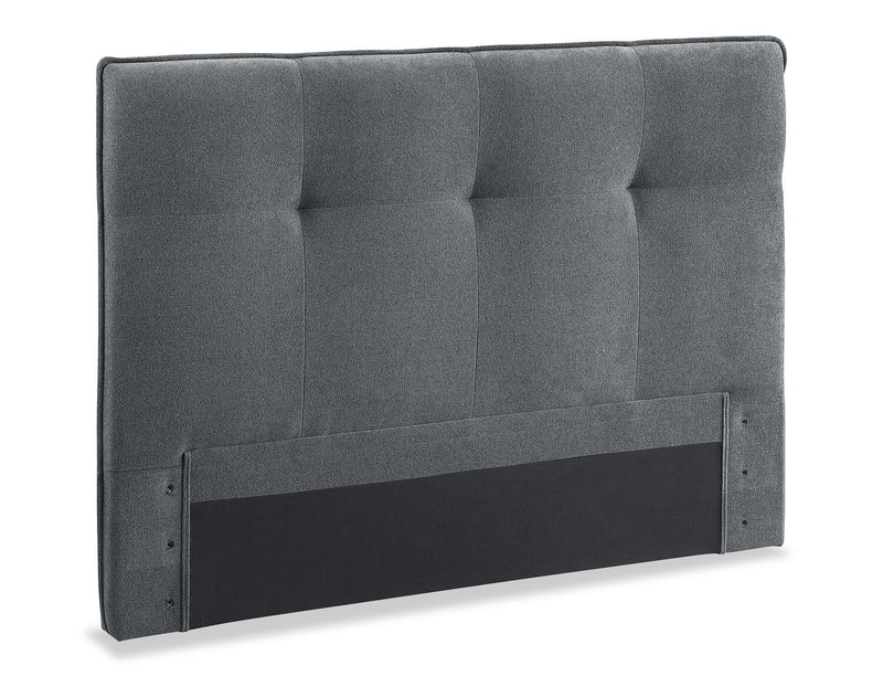 Tête de lit rembourrée Amos en tissu anthracite capitonné - format très grand lit