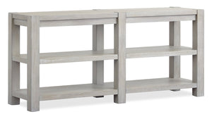Table de salon contemporaine Clifford de 64 po en bois massif avec tablettes - gris calico