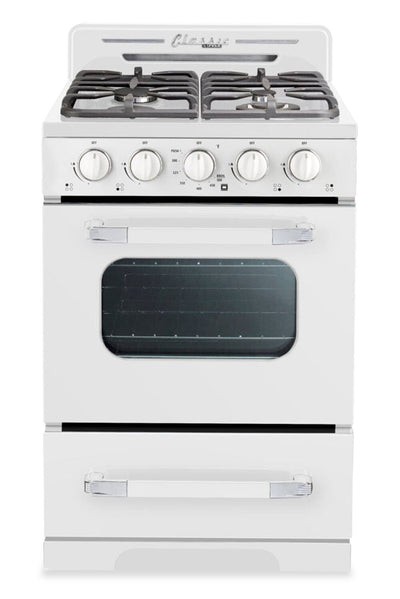 Unique Classic Retro 24" 18.5 Cu. Ft. Offgrid Range - White - UGP-24CR OF1 W | Cuisinière hors réseau Classic Rétro d’Unique de 24 po et de 18,5 pi3 - blanche - UGP-24CR OF1 W