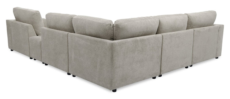 Sofa sectionnel modulaire de gauche Voyage 6 pièces en tissu avec console et coussins de dossier amovibles - beige
