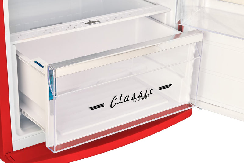 Réfrigérateur Classic Rétro d’Unique de 24 po et de 11 pi3 à congélateur supérieur - rouge bonbon - UNQ-310L R TM