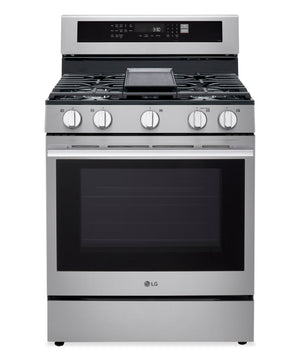 Cuisinière intelligente à gaz LG de 6,3 pi3 avec friture à air - acier inoxydable résistant aux traces de doigts - LRGN6325X