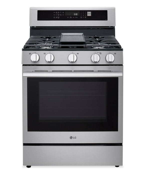 Cuisinière intelligente à gaz LG de 6,3 pi3 avec friture à air - acier inoxydable résistant aux traces de doigts - LRGN6325X