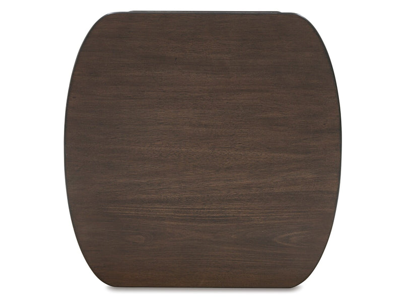 Table de bout moderne Vernon de 25 po en bois massif avec 2 tablettes - brun foncé