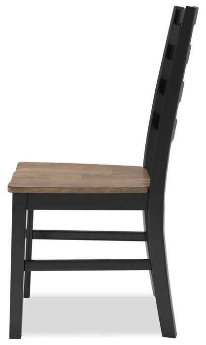 Chaise de salle à manger Raven à dossier en échelle - deux teintes, noir et brun