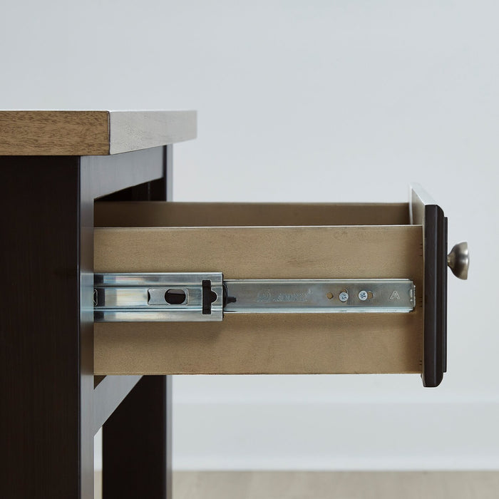 Table de bout Wells de 24 po en bois massif avec rangement et tablette - deux teintes de brun