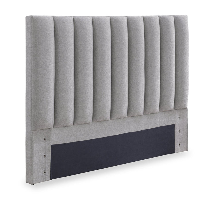 Tête de lit rembourrée Amos en tissu gris en canaux - format grand lit