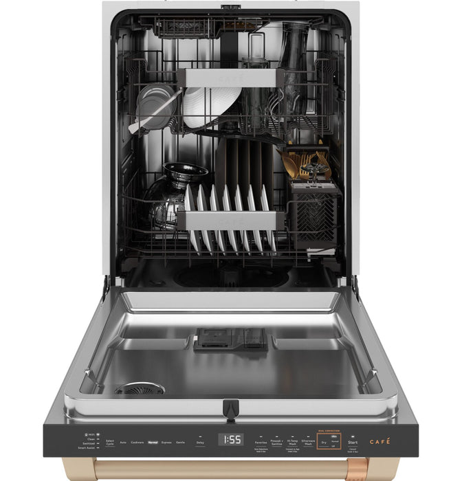 Lave-vaisselle intelligent Café CustomFit de 24 po et de 39 dBA avec commandes sur le dessus et 3e panier - blanc mat - CDT888P4VW2