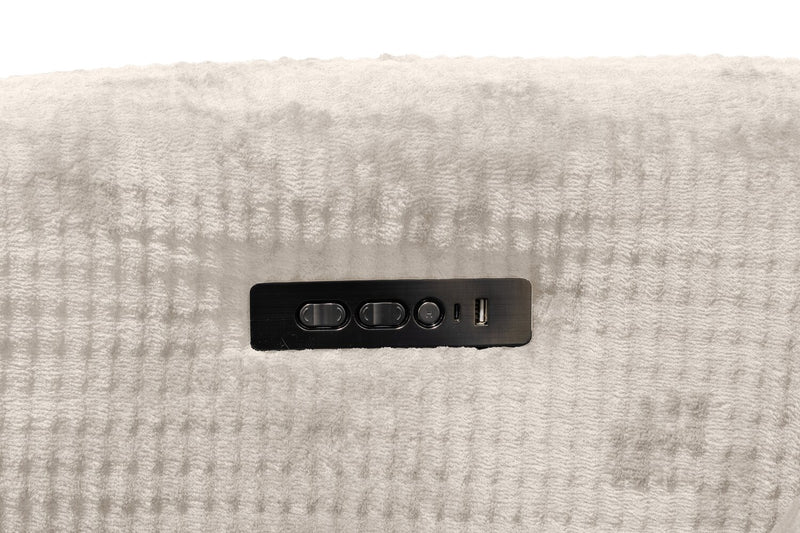 Fauteuil pivotant coulissant à inclinaison électrique Remi de 38 po en tissu avec ports USB - taupe