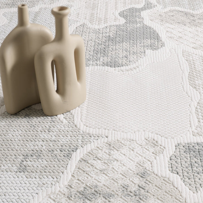 Carpette Cove grise à motif de vagues - 5 pi 3 po x 7 pi 7 po