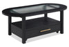 Table à café Dalton de 47.5 po avec dessus en verre et tiroir - noire 
