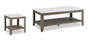 Ensemble 2 tables modernes Carlton de 47,5 po, table à café et table de bout avec tablette - taupe