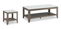  Ensemble 2 tables modernes Carlton de 47,5 po, table à café et table de bout avec tablette - taupe
