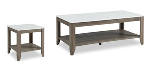 Ensemble 2 tables modernes Carlton de 47,5 po, table à café et table de bout avec tablette - taupe