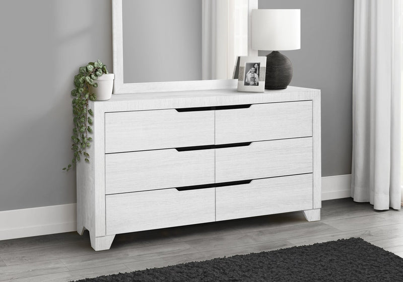 Commode de chambre à coucher Elite de 58 po (L) x 33 po (H) à 6 tiroirs - blanche