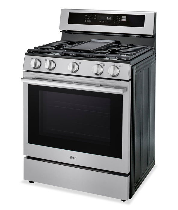Cuisinière intelligente à gaz LG de 6,3 pi3 avec friture à air - acier inoxydable résistant aux traces de doigts - LRGN6325X