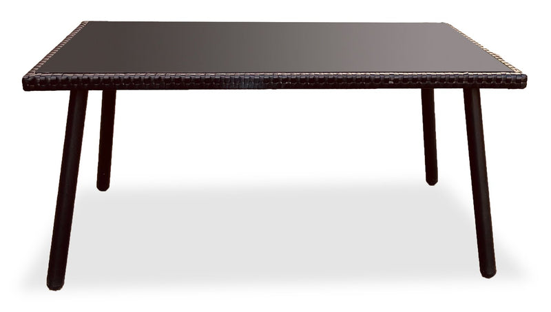 Ensemble de conversation Porto 4 pièces pour la terrasse à l’extérieur avec causeuse, 2 fauteuils et table à café - osier de type corde et métal, résistant aux rayons UV et aux intempéries - noir et gris