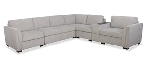 Sofa sectionnel Vault 6 pièces avec causeuse-lit et 3 fauteuils longs de rangement - gris