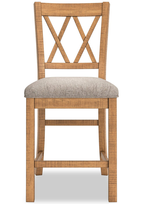Ensemble de salle à manger Archer 6 pièces de hauteur comptoir avec table à rallonge, 72 po à 108 po, banc et 4 chaises - brun clair