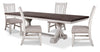 Ensemble de salle à manger Willow 5 pièces avec table, rallonge de 84 po à 106 po (L) et 4 chaises - blanc rustique et brun