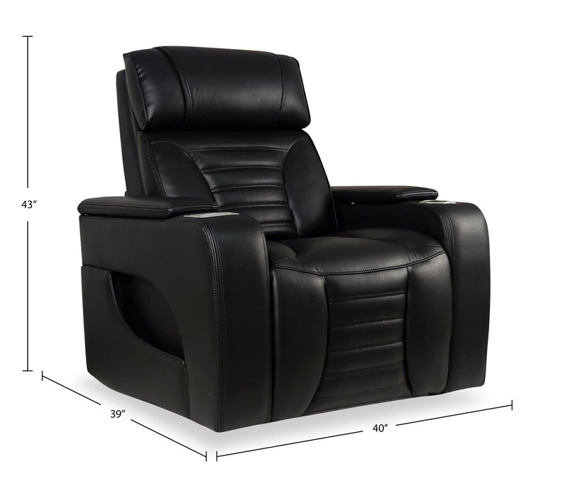 Fauteuil de massage à inclinaison électrique Zen de 40 po en similicuir avec appuie-tête électrique et siège chauffant - noir