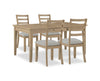 Ensemble de salle à manger Cove 5 pièces en mélamine avec table de 66 po (L), tiroirs de rangement et 4 chaises - naturel et gris