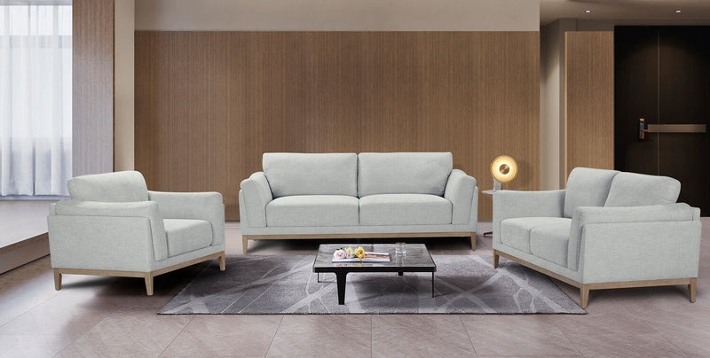 Sofa Valley de 83,5 po en tissu avec base et pattes en hévéa - gris
