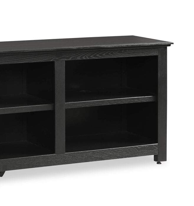 Meuble pour téléviseur Stanley de 80 po en pin avec rangement et système de gestion des câbles pour téléviseurs jusqu’à 90 po - noir