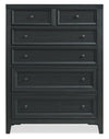 Commode verticale Casa de 39 po (l) x 52 po (H) à 6 tiroirs en bois pour la chambre à coucher - noire
