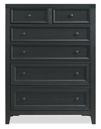  Commode verticale Casa de 39 po (l) x 52 po (H) à 6 tiroirs en bois pour la chambre à coucher - noire