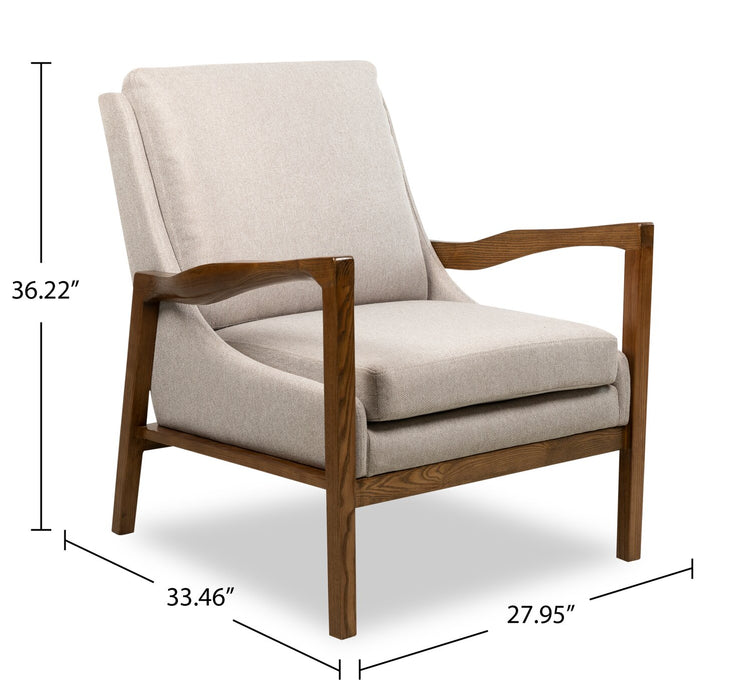 Fauteuil d’appoint Echo 27,95 po en tissu avec accoudoirs et pattes en bois - beige