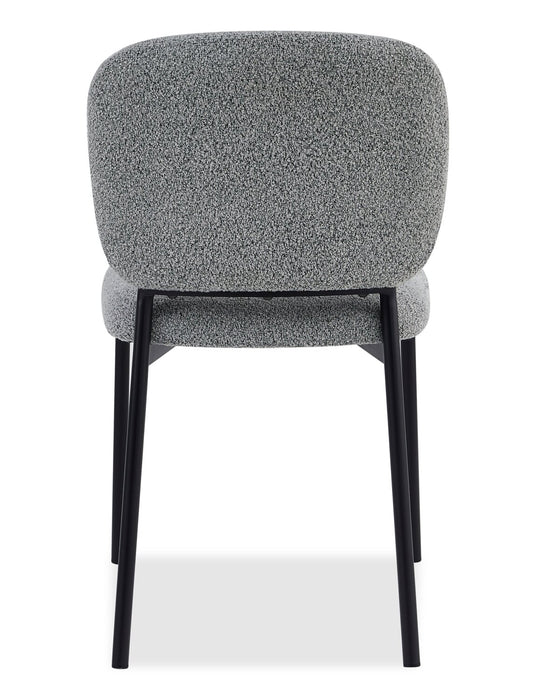 Chaise de salle à manger Luka en tissu bouclé et en métal - grise