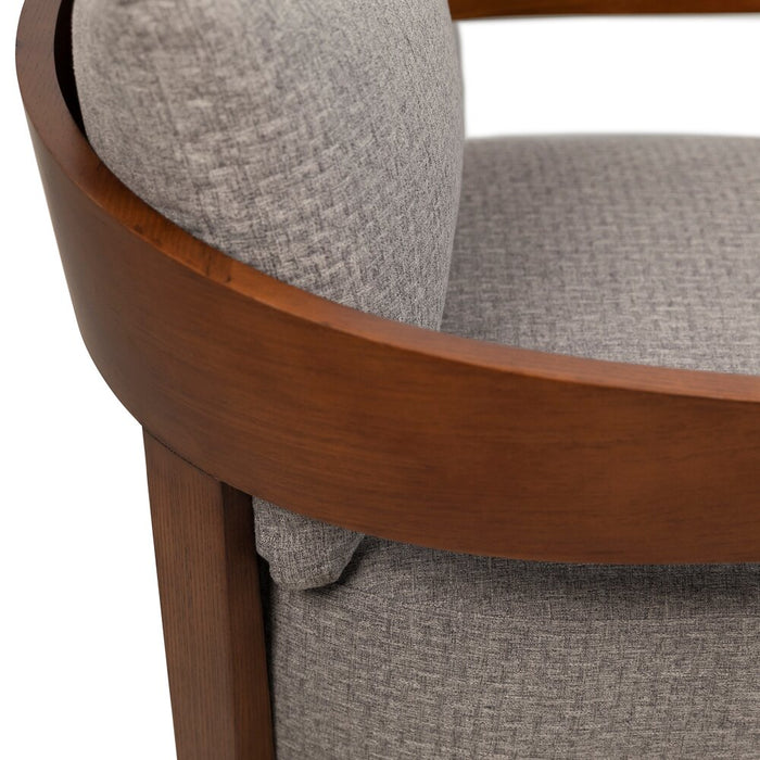 Fauteuil d’appoint Amor 28,54 po en tissu avec accoudoirs et pattes en bois - gris