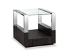 Table de bout moderne Perrin de 24 po avec dessus de table en verre, rangement et tablette - graphite