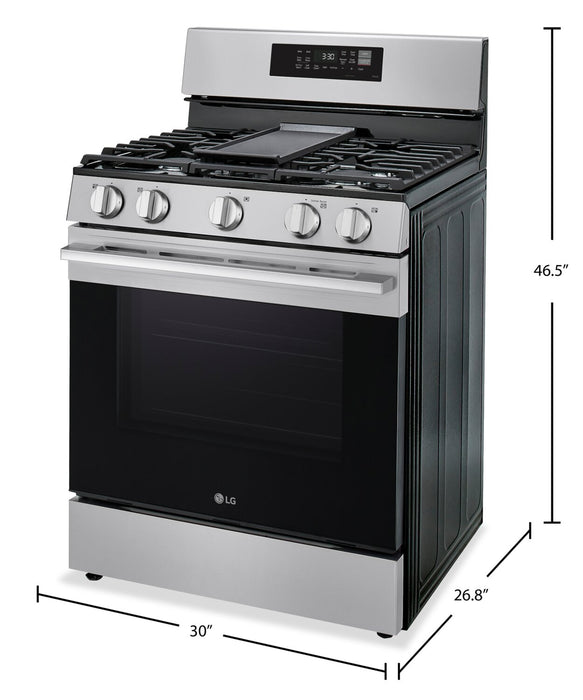 Cuisinière intelligente à gaz LG de 6,3 pi3 avec friture à air - acier inoxydable - LRGN6323Y