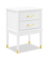 Table de nuit Alia de 18 po (l) x 25,75 po (H) à 2 tiroirs avec touche dorée - blanche