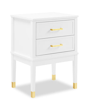 Table de nuit Alia de 18 po (l) x 25,75 po (H) à 2 tiroirs avec touche dorée - blanche