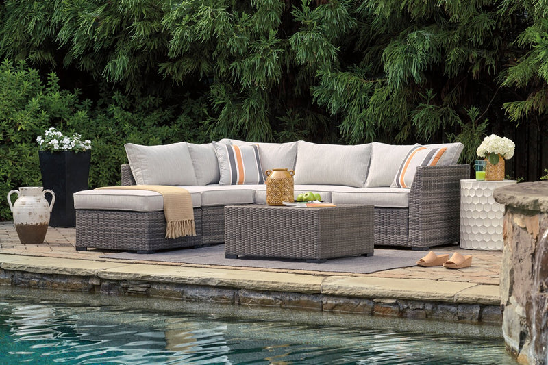 Ensemble Victoria 4 pièces pour la terrasse à l’extérieur avec causeuse, fauteuil sans accoudoirs - gris