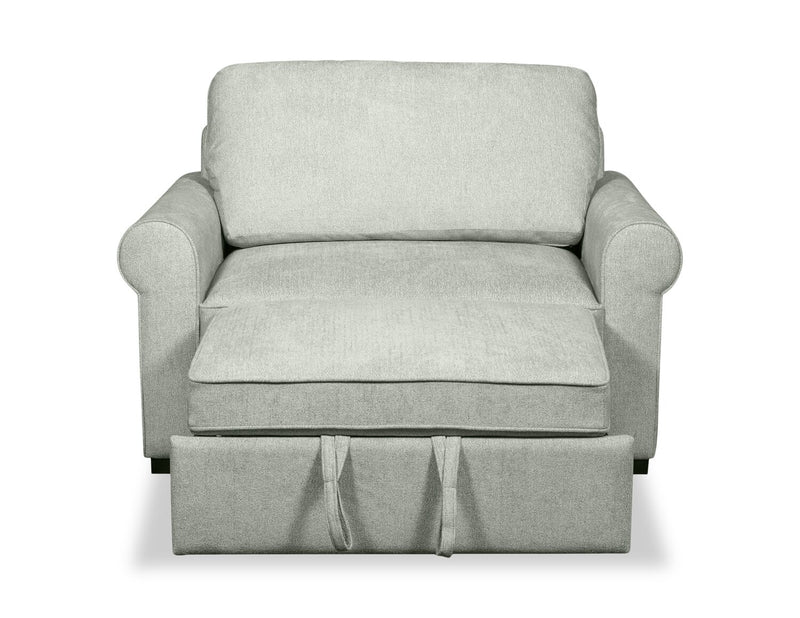 Fauteuil-lit convertible Haven de Scott Living de 55 po en tissu de chenille avec pattes en bois - bleu écume de mer