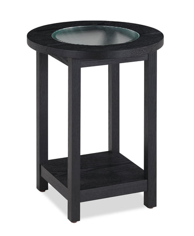 Dalton 18" Chairside Table with Glass Top – Black  | Table de fauteuil Dalton de 18 po avec dessus en verre - noire