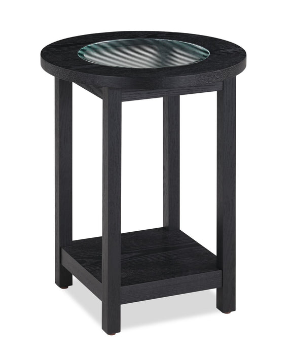 Table de fauteuil Dalton de 18 po avec dessus en verre - noire 