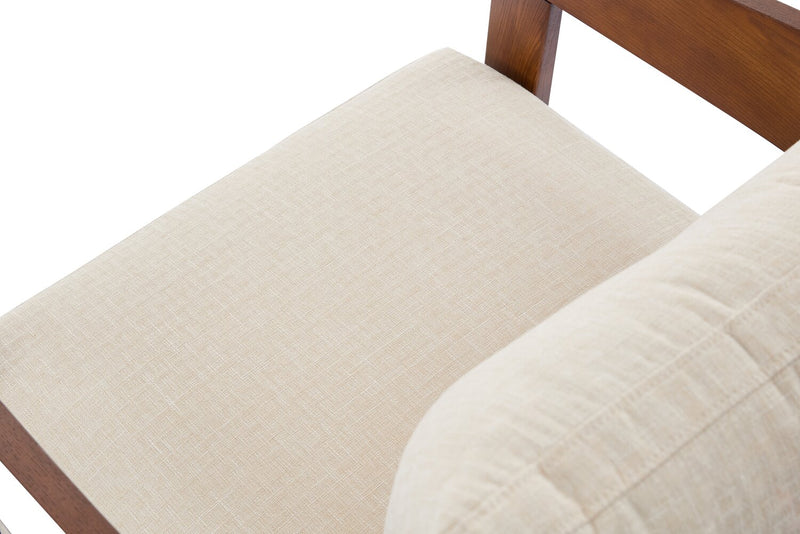 Fauteuil d’appoint Amor 28,54 po en tissu avec accoudoirs et pattes en bois - taupe