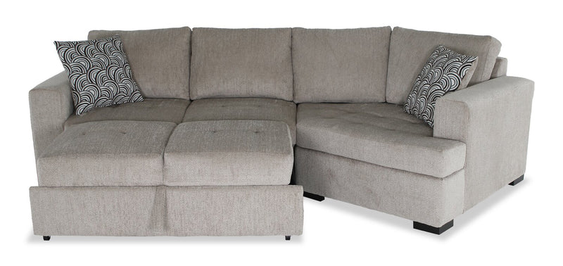 Sofa-lit sectionnel enveloppant de droite Legend 2 pièces fabriqué au Canada en tissu de chenille - beige platine